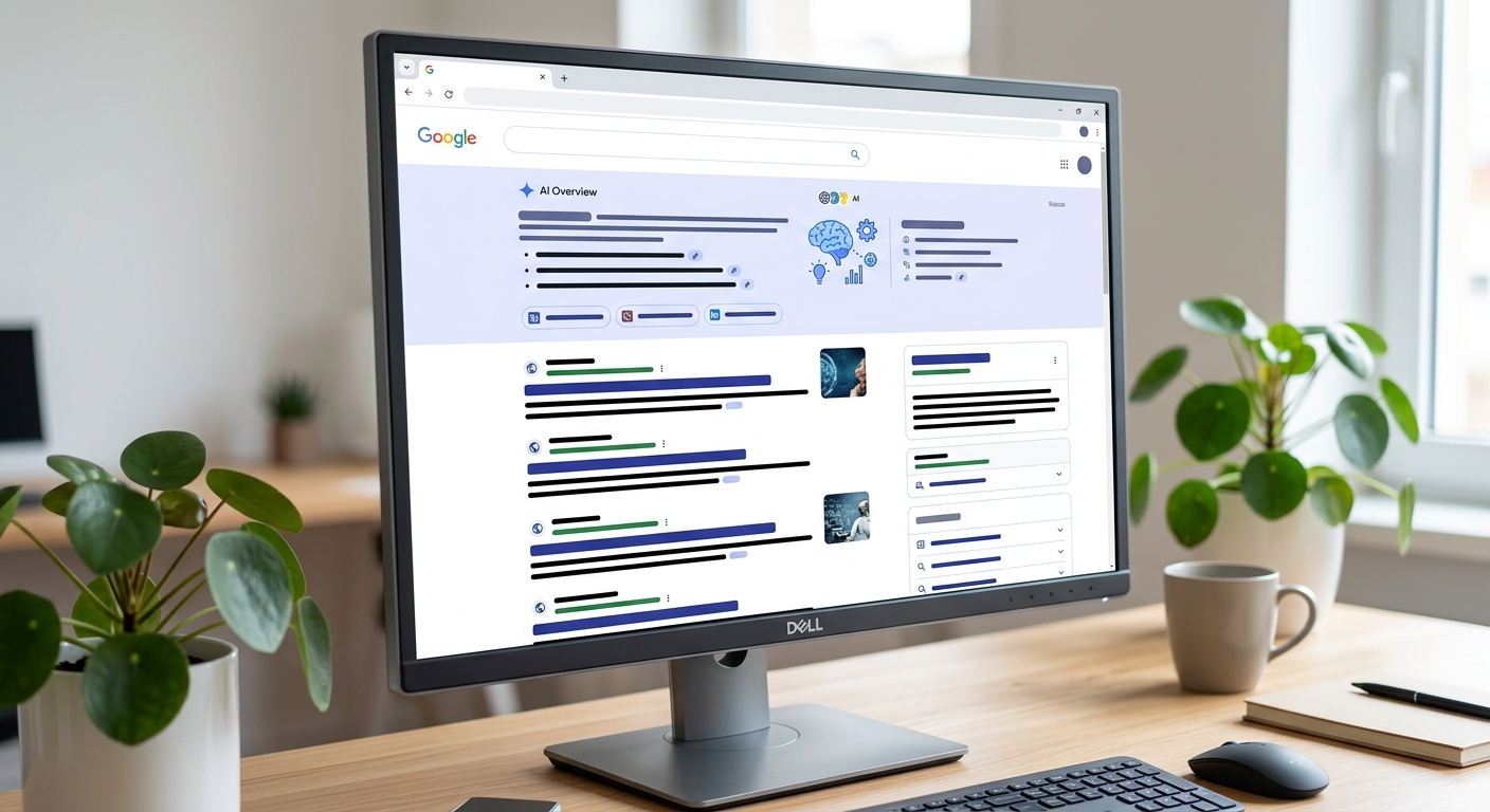 Risultati di ricerca Google con AI Overview e risultati organici