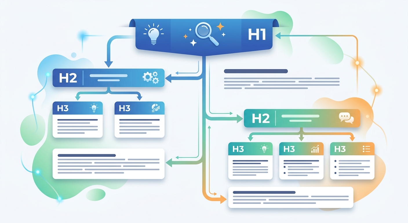 Struttura di un articolo SEO con titoli H1, H2 e H3